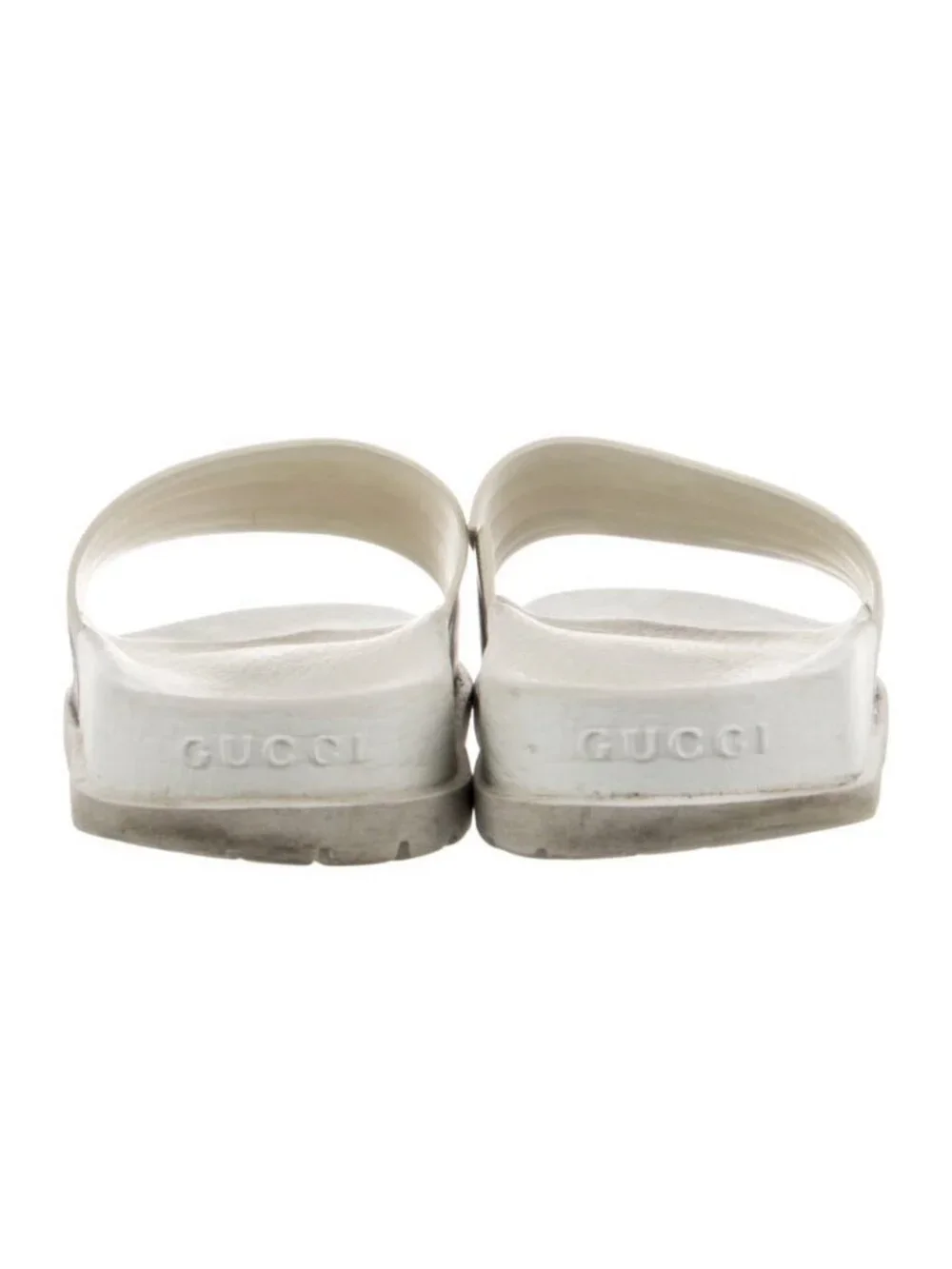 Gucci Authentic Rubber Men’s White Green Red Slides Sandals 8